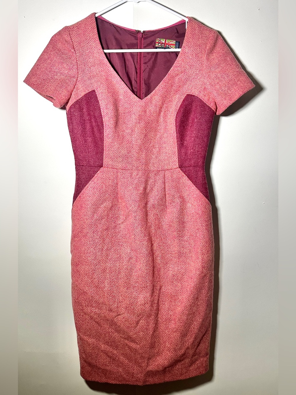 Boden Two-Tone Pink Tweed Sheath Dress
